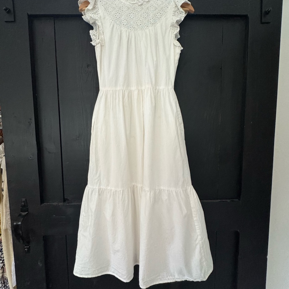 Chic Greylin White and Eyelet Midi Dress